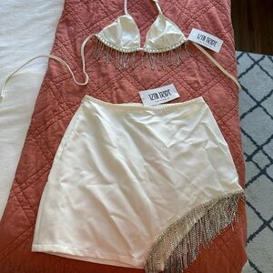 12th Tribe white sequin matching set NEVER WORN TAGS ON, BRAND NEW size small